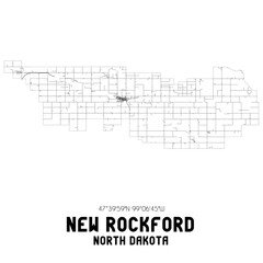 New Rockford North Dakota. US street map with black and white lines.