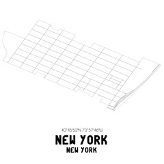 New York New York. US street map with black and white lines.