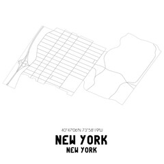 New York New York. US street map with black and white lines.