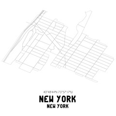 New York New York. US street map with black and white lines.