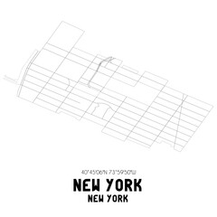 New York New York. US street map with black and white lines.