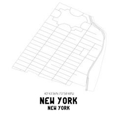 New York New York. US street map with black and white lines.