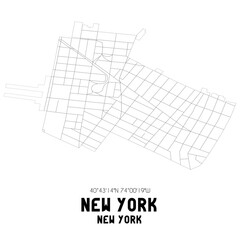 New York New York. US street map with black and white lines.