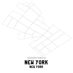 New York New York. US street map with black and white lines.