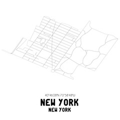 New York New York. US street map with black and white lines.