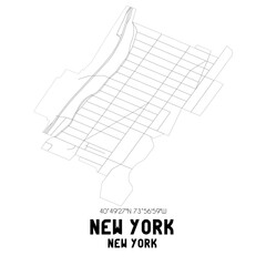 New York New York. US street map with black and white lines.