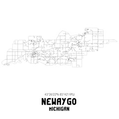 Newaygo Michigan. US street map with black and white lines.