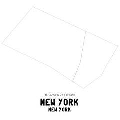 New York New York. US street map with black and white lines.