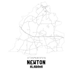 Newton Alabama. US street map with black and white lines.