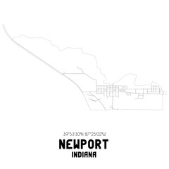 Newport Indiana. US street map with black and white lines.