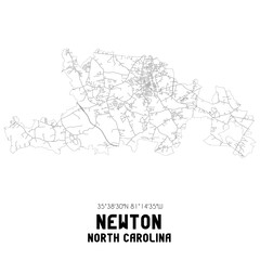 Newton North Carolina. US street map with black and white lines.