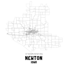Newton Iowa. US street map with black and white lines.