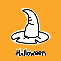 Old halloween cone hat on yellow background