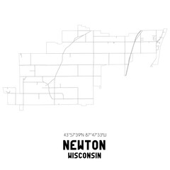 Newton Wisconsin. US street map with black and white lines.