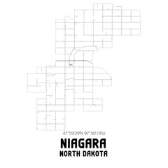 Niagara North Dakota. US street map with black and white lines.