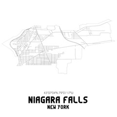 Niagara Falls New York. US street map with black and white lines.