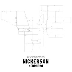 Nickerson Nebraska. US street map with black and white lines.