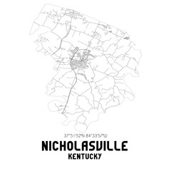 Nicholasville Kentucky. US street map with black and white lines.