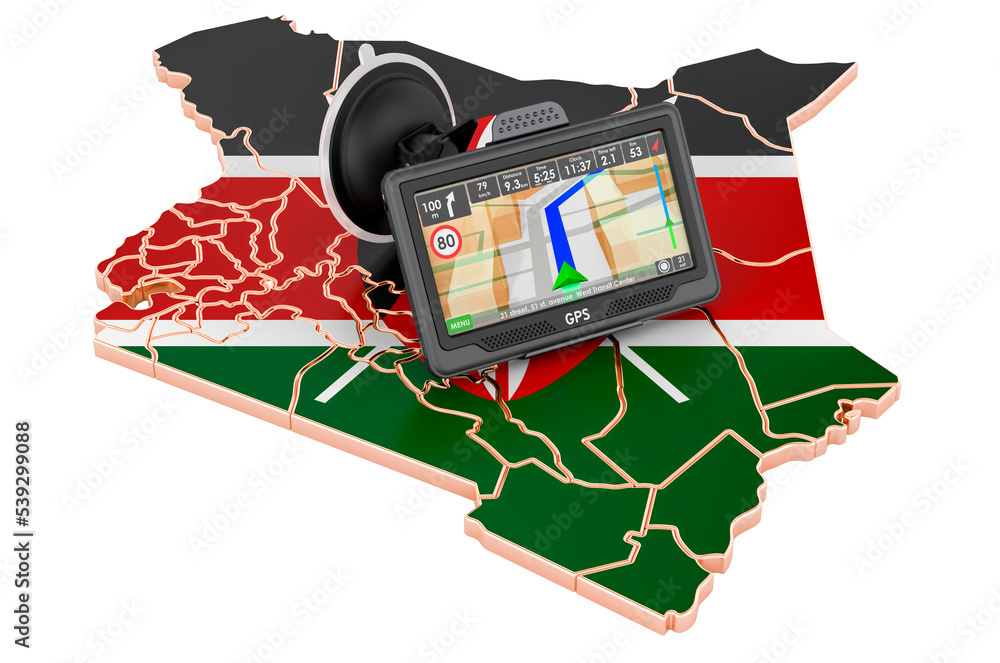 Poster gps navigation in kenya, 3d rendering