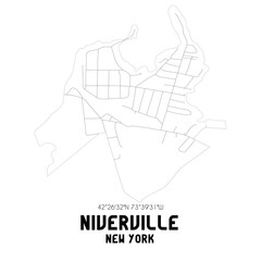 Niverville New York. US street map with black and white lines.