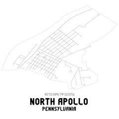 North Apollo Pennsylvania. US street map with black and white lines.