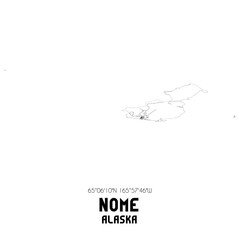 Nome Alaska. US street map with black and white lines.