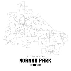 Norman Park Georgia. US street map with black and white lines.