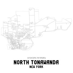 North Tonawanda New York. US street map with black and white lines.