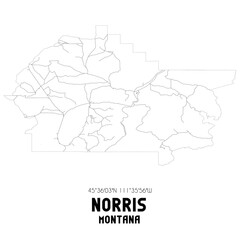 Norris Montana. US street map with black and white lines.