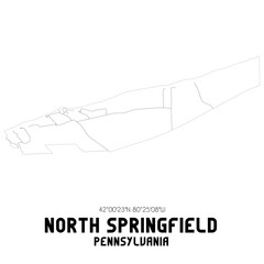 North Springfield Pennsylvania. US street map with black and white lines.