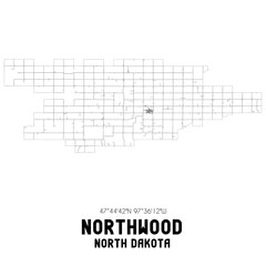 Northwood North Dakota. US street map with black and white lines.