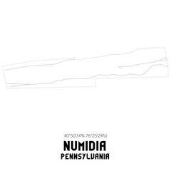 Numidia Pennsylvania. US street map with black and white lines.