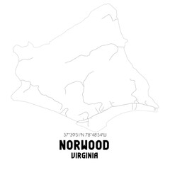 Norwood Virginia. US street map with black and white lines.