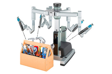 Robotic surgical system with tool box, 3D rendering