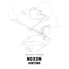 Noxon Montana. US street map with black and white lines.