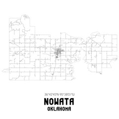 Nowata Oklahoma. US street map with black and white lines.