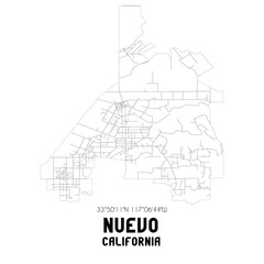 Nuevo California. US street map with black and white lines.