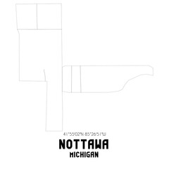 Nottawa Michigan. US street map with black and white lines.