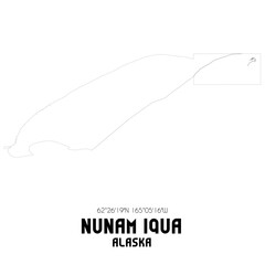 Nunam Iqua Alaska. US street map with black and white lines.