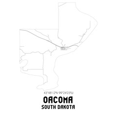 Oacoma South Dakota. US street map with black and white lines.