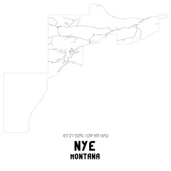 Nye Montana. US street map with black and white lines.