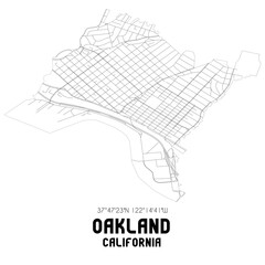 Oakland California. US street map with black and white lines.