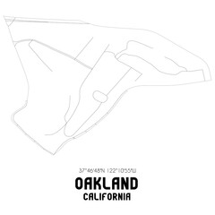 Oakland California. US street map with black and white lines.