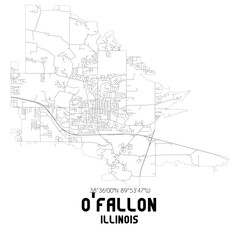 Fototapeta na wymiar O'Fallon Illinois. US street map with black and white lines.