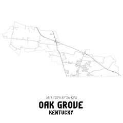 Oak Grove Kentucky. US street map with black and white lines.