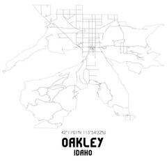 Oakley Idaho. US street map with black and white lines.