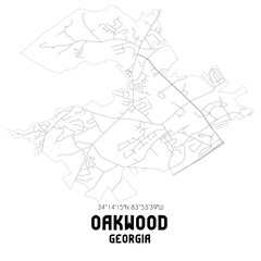 Fototapeta na wymiar Oakwood Georgia. US street map with black and white lines.