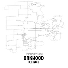 Oakwood Illinois. US street map with black and white lines.