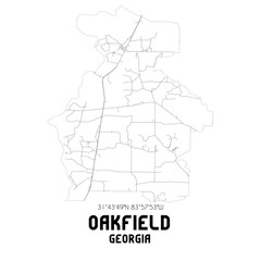 Oakfield Georgia. US street map with black and white lines.