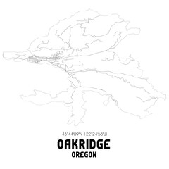 Oakridge Oregon. US street map with black and white lines.